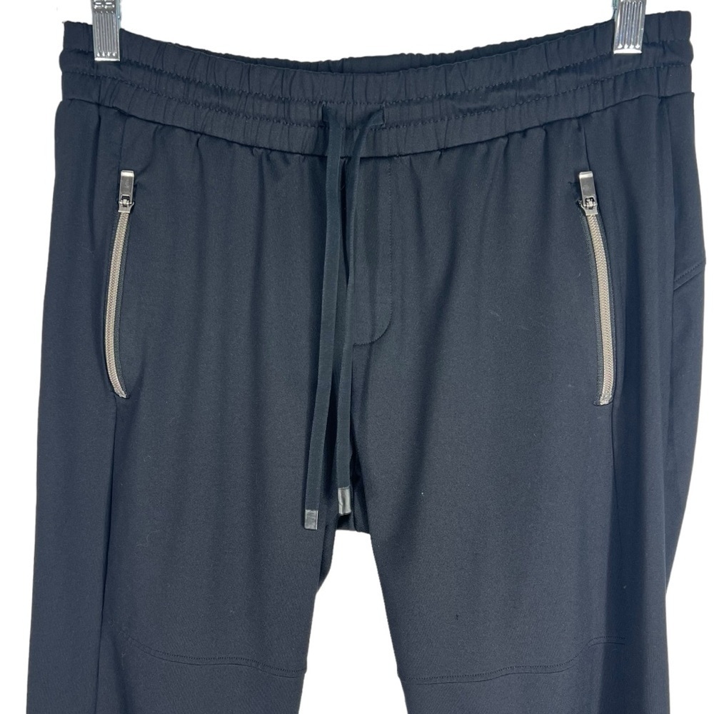 ATHLETA Black Pull Pants  tapered leg elastic waist zipper pockets size medium - Picture 2 of 6